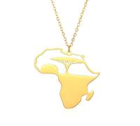 Sopodbacker Collier Pendentif Argent Bijoux Hommes Femmes Necklace Afrique Colliers Femmes Carte Pendentif Fête Esthétique Imperméable Bijoux Cadeau Orcouleur