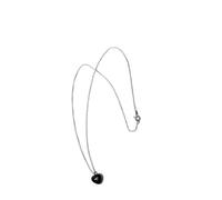Sopodbacker Collier Pendentif Argent Bijoux Hommes Femmes Necklace Amour Simple Clavicule Chaîne Collier Hommes Et Femmes Fête Géométrique Mariage Punk Cadeau 玛瑙黑心【银扣】