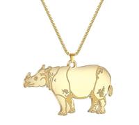 Sopodbacker Collier Pendentif Argent Bijoux Hommes Femmes Necklace Animal Rhinocéros Pendentif Collier Collier Femme Cadeau Or-Couleur