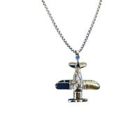 Sopodbacker Collier Pendentif Argent Bijoux Hommes Femmes Necklace Avion Pendentif Collier Hommes Et Femmes Street Hip Hop Party Géométrique Mariage Punk Cadeau 链粗2.5Mm长60Cm