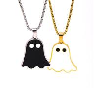 Sopodbacker Collier Pendentif Argent Bijoux Hommes Femmes Necklace Bijoux Mignon Fantôme Drôle Couple Drôle Goutte D’Huile Pendentif Collier Polyvalent Hommes Et Femmes Fête Cadeau De Mariage
