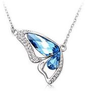 Sopodbacker Collier Pendentif Argent Bijoux Hommes Femmes Necklace Bijoux Papillon Dansant Pendentif Collier Rétro Party Géométrique Hommes Et Femmes 湖蓝