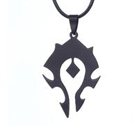 Sopodbacker Collier Pendentif Argent Bijoux Hommes Femmes Necklace Bijoux Pendentif Alliance Mondiale Logo Collier Hommes Cadeaux Punk Party Noir