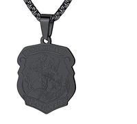 Sopodbacker Collier Pendentif Argent Bijoux Hommes Femmes Necklace Bouclier Sacré Collier Protection Pendentif Punk Géométrique Hommes Et Femmes Partie 黑色