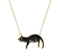 Sopodbacker Collier Pendentif Argent Bijoux Hommes Femmes Necklace Chat Endormi Pendentif Collier Goutte D’Huile Cadeau Bijoux Pour Hommes Et Femmes 黑色