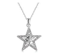 Sopodbacker Collier Pendentif Argent Bijoux Hommes Femmes Necklace Collier Étoile À Cinq Branches Hommes Et Femmes Boho Mariage Party Été Pendentif Chaîne Clavicule 80029-N银白