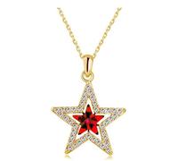 Sopodbacker Collier Pendentif Argent Bijoux Hommes Femmes Necklace Collier Étoile À Cinq Branches Hommes Et Femmes Boho Mariage Party Pendentif D’Été Chaîne De Clavicule 80029-N金大红