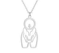 Sopodbacker Collier Pendentif Argent Bijoux Hommes Femmes Necklace Collier Femmes Pendentif Hommes Rétro Simple Géométrique Hommes Cadeau 钢色