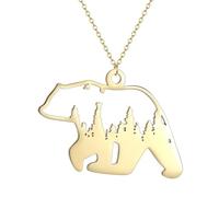 Sopodbacker Collier Pendentif Argent Bijoux Hommes Femmes Necklace Collier Ours Mignon Bijoux Punk Design Hommes Et Femmes Rétro Party Géométrie 金色