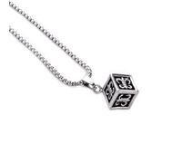 Sopodbacker Collier Pendentif Argent Bijoux Hommes Femmes Necklace Collier Pendentif Cube Dés Style Rétro Hip Hop Street Hommes Et Femmes Punk Cadeau 链宽3Mm长70Cm