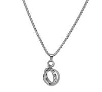 Sopodbacker Collier Pendentif Argent Bijoux Hommes Femmes Necklace Collier Pendentif Double Anneau Rue Hip Hop Couple Hommes Et Femmes Fête Géométrique Mariage Punk Cadeau 字母戒指项链(链长60Cm)