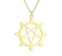 Sopodbacker Collier Pendentif Argent Bijoux Hommes Femmes Necklace Collier Pendentif Étoile À Cinq Branches Inversée Cadeau Bijoux Hommes Et Femmes Rétro 金色