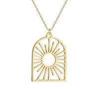 Sopodbacker Collier Pendentif Argent Bijoux Hommes Femmes Necklace Collier Soleil Pendentif Clavicule Chaîne Hommes Et Femmes Rétro Party Géométrie 金色