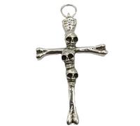 Sopodbacker Collier Pendentif Argent Bijoux Hommes Femmes Necklace Croix Crâne Pendentif Punk Collier Accessoires Hommes Et Femmes Fête Géométrique Mariage Simple 吊坠+十字链