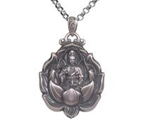 Sopodbacker Collier Pendentif Argent Bijoux Hommes Femmes Necklace Dégoulinant Guanyin Bodhisattva Pendentif Lotus Bouddha Pendentif Hommes Et Femmes Gothique
