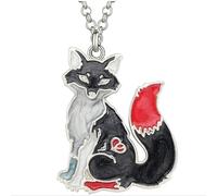Sopodbacker Collier Pendentif Argent Bijoux Hommes Femmes Necklace Émail Huile Goutte À Goutte Pendentif Renard Coloré Animal Collier Hommes Et Femmes Punk Rétro Party Mariage