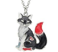 Sopodbacker Collier Pendentif Argent Bijoux Hommes Femmes Necklace Émail Huile Goutte À Goutte Pendentif Renard Coloré Animal Collier Hommes Et Femmes Punk Rétro Party Mariage
