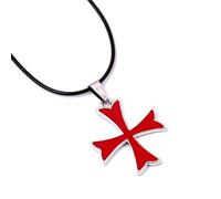 Sopodbacker Collier Pendentif Argent Bijoux Hommes Femmes Necklace Film Croix Insigne Pendentif Collier Corde Chaîne Bijoux Cosplay Cadeaux Fête Punk Accessoire Rouge