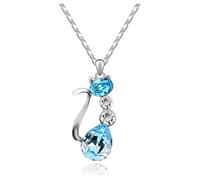 Sopodbacker Collier Pendentif Argent Bijoux Hommes Femmes Necklace Goutte D’Eau Chat Collier Clavicule Chaîne Bijoux Accessoires Hommes Et Femmes Fête Mariage Boho 海蓝