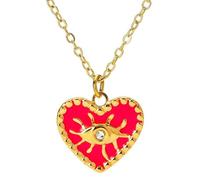 Sopodbacker Collier Pendentif Argent Bijoux Hommes Femmes Necklace Imperméable À L’Eau Émail Coeur Oeil De Diable Mariage Collier Pendentif Bijoux Femmes Porter Quotidiennement 2