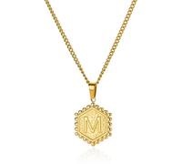 Sopodbacker Collier Pendentif Argent Bijoux Hommes Femmes Necklace Initial Hexagone Colliers Femmes A-Z Lettre Pendentif Mariage Bijoux Cadeau M