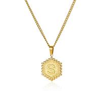 Sopodbacker Collier Pendentif Argent Bijoux Hommes Femmes Necklace Initial Hexagone Colliers Femmes A-Z Lettre Pendentif Mariage Bijoux Cadeau S