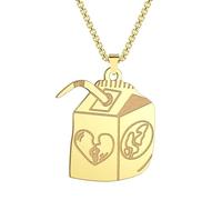 Sopodbacker Collier Pendentif Argent Bijoux Hommes Femmes Necklace Juice Box Pendentif Collier Femmes Hip Hop Party Cadeau Or-Couleur