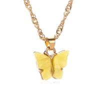 Sopodbacker Collier Pendentif Argent Bijoux Hommes Femmes Necklace Longue Clavicule Sauvage Chaîne Pendentif Colliers Papillon Femmes Bijoux Cadeaux Fête De Mariage Jaune