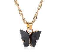 Sopodbacker Collier Pendentif Argent Bijoux Hommes Femmes Necklace Longue Clavicule Sauvage Chaîne Pendentif Colliers Papillon Femmes Bijoux Cadeaux Fête De Mariage Noir