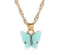 Sopodbacker Collier Pendentif Argent Bijoux Hommes Femmes Necklace Longue Clavicule Sauvage Chaîne Pendentif Colliers Papillon Femmes Bijoux Cadeaux Fête De Mariage Bleu