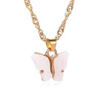 Sopodbacker Collier Pendentif Argent Bijoux Hommes Femmes Necklace Longue Clavicule Sauvage Chaîne Pendentif Colliers Papillon Femmes Bijoux Cadeaux Fête De Mariage Blanc