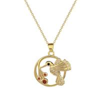Sopodbacker Collier Pendentif Argent Bijoux Hommes Femmes Necklace Magnifique Oiseau Colliers Fruits Rouges Fête De Mariage Clavicule Chaîne