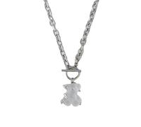 Sopodbacker Collier Pendentif Argent Bijoux Hommes Femmes Necklace Ours Transparent Pendentif Collier Hip-Hop Hommes Et Femmes Fête Géométrique Mariage Punk Cadeau 款式2链长50Cm