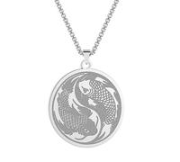 Sopodbacker Collier Pendentif Argent Bijoux Hommes Femmes Necklace Pendentif Chaîne Collier Poisson Rouge Figure Poisson Steelcolor