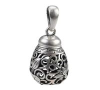 Sopodbacker Collier Pendentif Argent Bijoux Hommes Femmes Necklace Pendentif Ouvrable Rétro Style Ethnique Creux Lotus Pendentif Hommes Et Femmes Fête Géométrique Mariage 可打开香囊单吊坠【不含链】