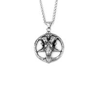 Sopodbacker Collier Pendentif Argent Bijoux Hommes Femmes Necklace Pentagramme Ram Pendentif Hip Hop Collier Accessoires Hommes Et Femmes Géométrique Punk
