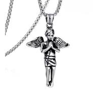 Sopodbacker Collier Pendentif Argent Bijoux Hommes Femmes Necklace Petit Ange Collier Pendentif Hip Hop Rap Bijoux Hommes Et Femmes Cross Party Géométrique Mariage Punk