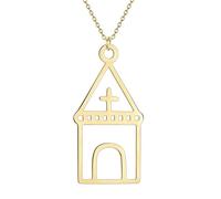 Sopodbacker Collier Pendentif Argent Bijoux Hommes Femmes Necklace Petite Maison Bâtiment Collier Bijoux Punk Hommes Et Femmes Rétro Party Géométrie 金色