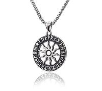 Sopodbacker Collier Pendentif Argent Bijoux Hommes Femmes Necklace Plume Vintage Ange Ailes Pendentif Hommes Et Femmes Fête Géométrique Mariage Punk 太阳花+不锈钢链