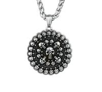Sopodbacker Collier Pendentif Argent Bijoux Hommes Femmes Necklace Rétro Crâne Tête De Fantôme Tête Ronde Hip Hop Pendentif Collier Hommes Et Femmes Punk Party Géométrie