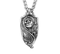 Sopodbacker Collier Pendentif Argent Bijoux Hommes Femmes Necklace Rétro Moitié Humain Moitié Crâne Hip Hop Pendentif Punk Collier Pour Hommes Et Femmes