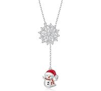 Sopodbacker Collier Pendentif Argent Bijoux Hommes Femmes Necklace Simple Hollow Snowflake Pendentif Bonhomme De Neige Cadeau Clavicule Chaîne Collier Party Punk Géométrique Hommes Et Femmes 雪花-圣诞老人