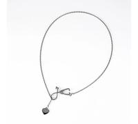 Sopodbacker Collier Pendentif Argent Bijoux Hommes Femmes Necklace Stéthoscope Collier Lariat Coeur Pendentif Mariage Party Colliers Noir