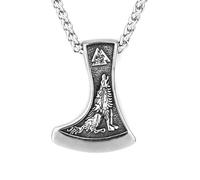 Sopodbacker Collier Pendentif Argent Bijoux Hommes Femmes Necklace Viking Crow Wolf Head Rune Pendentif Collier Hommes Et Femmes Géométrique Punk Rétro