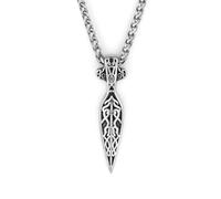 Sopodbacker Collier Pendentif Argent Bijoux Hommes Femmes Necklace Viking Rune Pendentif Collier Hommes Et Femmes Simple Amulette Bijoux Punk 配60Cm龙骨链
