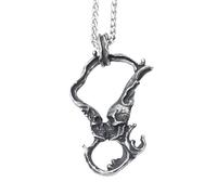 Sopodbacker Collier Pendentif Argent Bijoux Hommes Femmes Necklace Vintage Double Crâne Baiser Pendentif Collier Cadeau Punk Géométrique Mariage Fête Hommes Et Femmes 吊坠