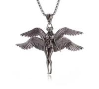 Sopodbacker Collier Pendentif Argent Bijoux Hommes Femmes Necklace Vintage Foncé À Six Ailes Ange Pendentif Collier Hommes Et Femmes Fête Mariage Punk Cadeau