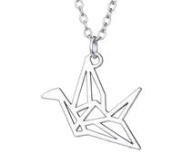Sopodbacker Collier Pendentif Argent Bijoux Hommes Femmes Necklace Vintage Hollow Origami Mille Grue en Papier Femmes Fille Fête Cadeaux