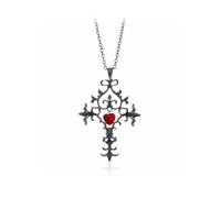 Sopodbacker Collier Pendentif Argent Bijoux Hommes Femmes Necklace Vintage Unique Sacré Coeur Croix Pendentif Collier Bijoux Cadeaux Punk Party Mariage