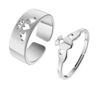 Sopodbacker Ring Bagues Bague Bijoux Femme Hommes Classique Claddagh Coeur Réglable Bague Ensemble pour Couples Mariage Argent